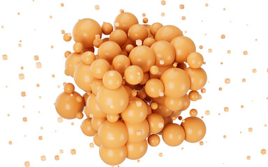 Abstract spheres and cubes with white background, 3d rendering.