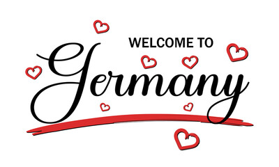 Welcome To Germany Text With Hearts . Creative Card Design Illustration