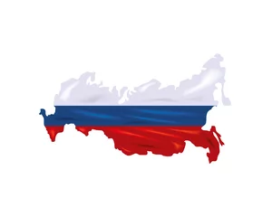 Deurstickers map and flag russia © djvstock