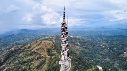 Obraz premium Aerial view of Ambuluwawa Tower in central Sri Lanka