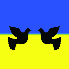 two peace doves on the Ukrainian flag