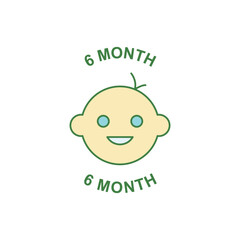 6 month infant icon label icon in color icon, isolated on white background 