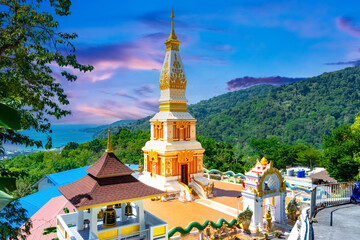 Fototapeta premium Colourful Sunset Patong Beach lovely vibrant orange, pink and Blue colours Phuket Thailand Thai 