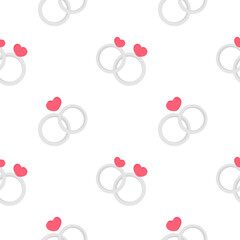 seamless pattern ring with heart decoration on love theme on white background