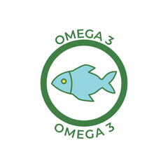 omega 3 label icon in color icon, isolated on white background 
