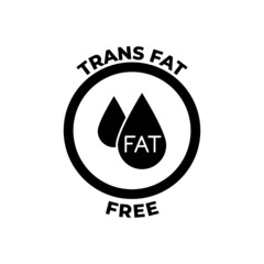 Trans fat free label icon  in black flat glyph, filled style isolated on white background