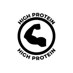 High protein label icon  in black flat glyph, filled style isolated on white background - obrazy, fototapety, plakaty