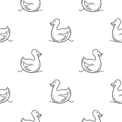 duck hand drawn seamless pattern on white background