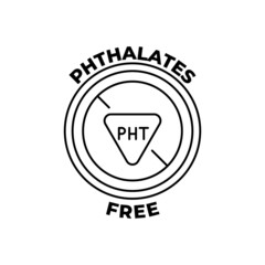 Phthalates free label icon in black line style icon, style isolated on white background