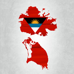 Antigua and Barbuda map with flag