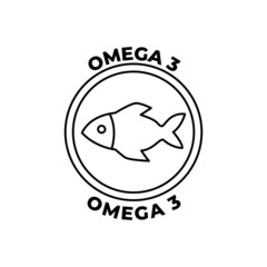 omega 3 label icon in black line style icon, style isolated on white background