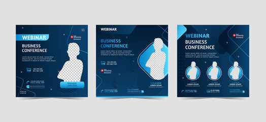 Social Media Post design. Set of webinar business for social media post advertisement. Good template for advertising on social media marketing