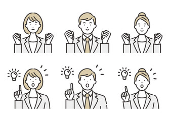 スーツを着た若いビジネスパーソンのポーズセット