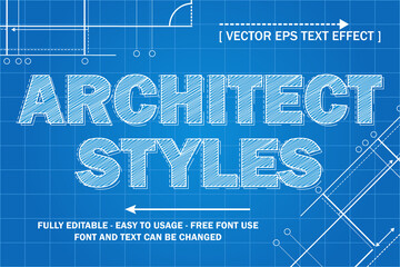 architect font text styles blueprint editable text effect vector text styles template banner