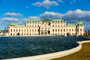 Landscape of the Belvedere Palace complex, located in Landstrasse in the city Vienna, Austria