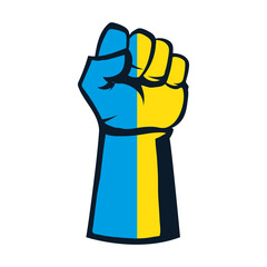raised hand ukraine flag