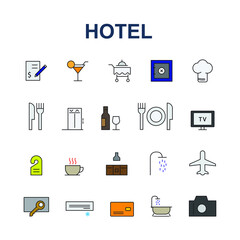 Hotel icon set full color editable vector
