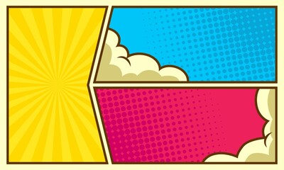 Naklejka premium Colorful comic panel scene background 
