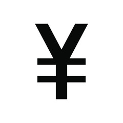 Base currency icon symbol sign, Japanese Yen currency vector illustration in black and white color. Simple and isolated style on a blank background.