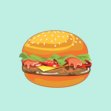 Beef Burger Illustration in Vector 