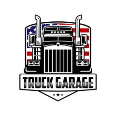 Truck garage inspiration logo design.