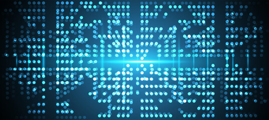 Abstract digital sound wave particle point, energy dissociation technology information background vector illustration