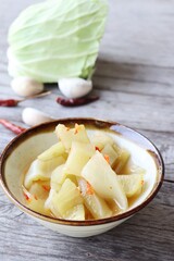 Cabbage vegetable pickled Asia food on wood background