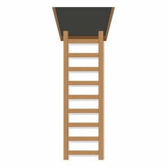 wooden ladder to the attic vector illustration isolated on white background