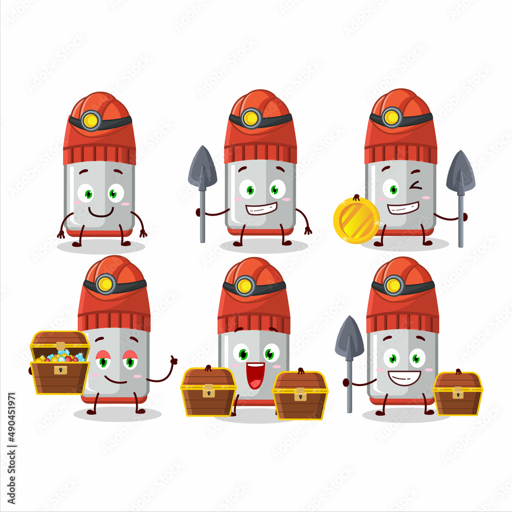 Canvas Prints miners red whiteboard marker cute mascot character wearing helmet