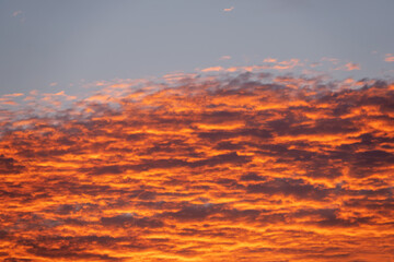 Texture of bright evening sky during sunset