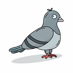 Isolated vector funny colored urban pigeon with a contour on a white background for postcards, web design, stickers, posters.