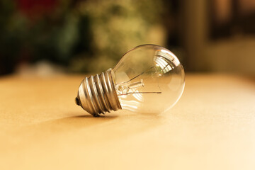 Retro and old light bulbs warm on wooden	