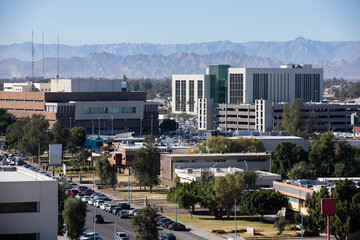 Obraz premium Daytime city view of downtown Mexicali, Baja California, Mexico.