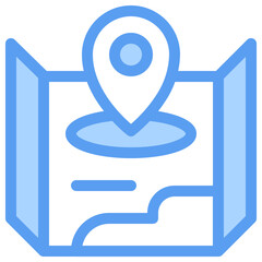 Map location icon illustration in duotone for navigation