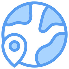 Map location icon illustration in duotone for navigation