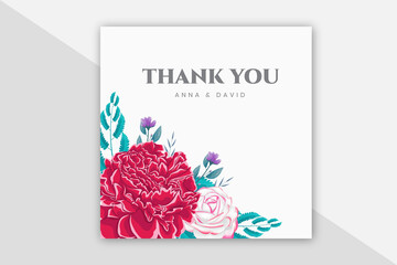 Thank you card with Peony flower