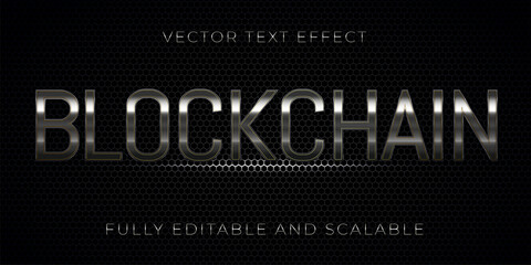 Blockchain metal text style effect, Editable 3d style text tittle