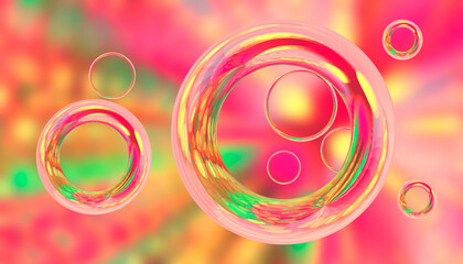 Abstract multicolored background with glowing rings.