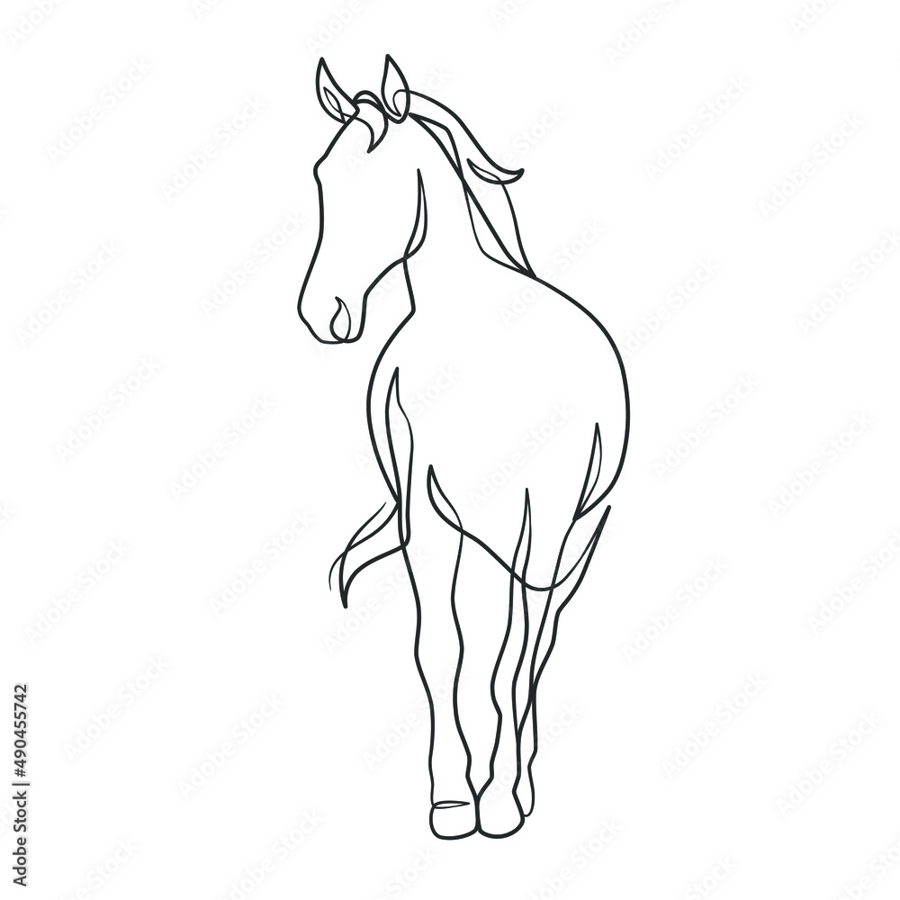 Wall mural Continuous line drawing of horse