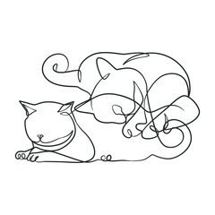 Continuous line drawing of cute cat