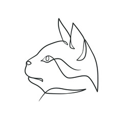 Continuous line drawing of cute cat head