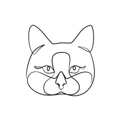 Continuous line drawing of cute cat head