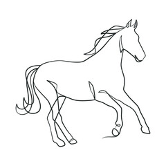 Continuous line drawing of horse