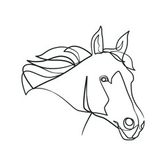 Continuous line drawing of horse head