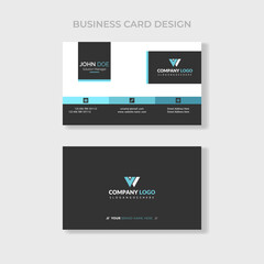Naklejka premium Creative and Clean Double-sided Business Card Template. Black Colors. Flat Design Vector Illustration