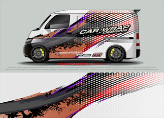 van Graphic designs. Abstract lines  vector with grunge background concept for vinyl Wrap and Vehicle branding 