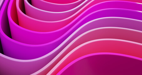 Soft curved lines, smooth rainbow color, gradient color, wave, abstract background, illustration 3d, rendering 3d