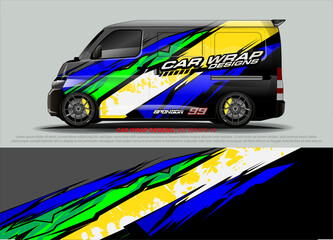 van Graphic designs. Abstract lines  vector with grunge background concept for vinyl Wrap and Vehicle branding 