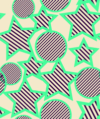 Abstract Geometric Stars Circles Diagonal Stripes Seamless Pattern Minimal Linear Striped Design