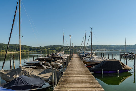 Bootssteg in Bodman am Bodensee, Landkreis Konstanz, Baden-W&uuml;rttemberg, Deutschland